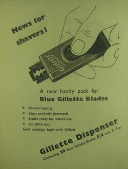 1948 Gillette Blue Blade Dispenser Advertisement Blue Case.jpg