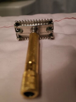 Gillette 1938 Popular #47 Razor, England, Replated Nickel and Gold 5.JPG