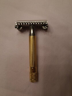 Gillette 1938 Popular #47 Razor, England, Replated Nickel and Gold 8.JPG