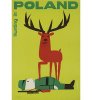 $vintage+travel+poster+grain+edit+Poland+Europe+hunting+deer+stag+antler+man+vacation+trip+plane+.jp