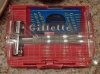 $Gillette 1954 Flare Tip Super Speed Razor Date Code Z1 Red Styrene Case with Ten Blade Blue Blad.jp