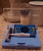 $Gillette 1955 A2 Date Code Blue Tip Super Speed with Case and Blue Blade Dispenser Open View.JPG