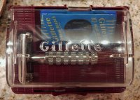 Gillette 1955 Red Tip Super Speed Razor Date Code A2 Burgundy Case .JPG