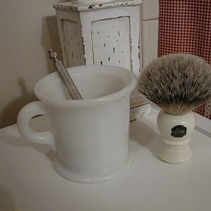 Milk Glass Shaving Mug