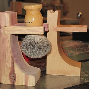 Handmade wood brush holder side