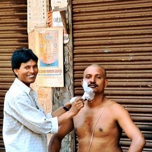 street barber in India