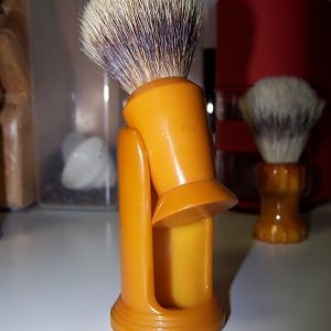 Butterscotch brushes on a Fuller stand