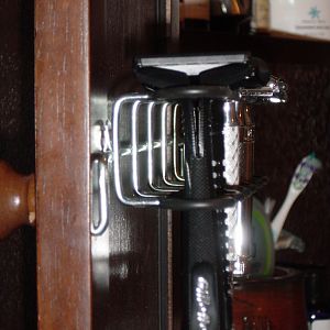 Close ups of razor rack