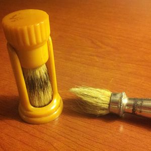 Ever-Ready Butterscotch Bakelite Shaving Brush with base