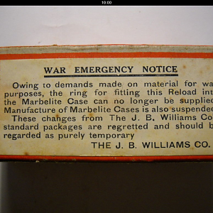 Williams stick package - wartime notice