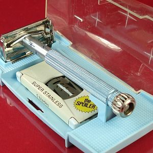 My Mrs. Vintage Lady Gillette Super Speed Razor with Case. The Date Code is I - 1 = 1963 - 1st QTR.