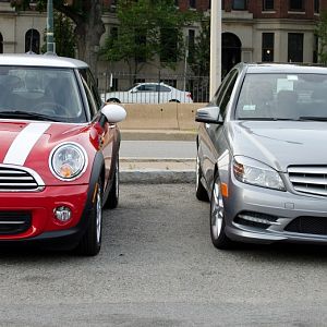 2012 Mini and 2011 Mercedes