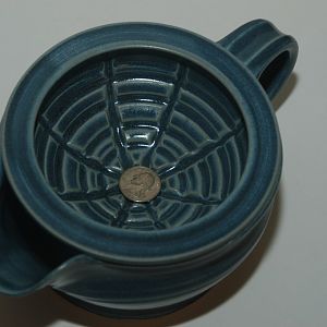 DirtyBird Pottery 1.5 Scuttle Solid Blue with web pattern