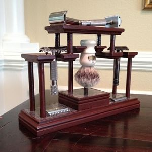 Bamboo-Granite Razor and Brush Stand