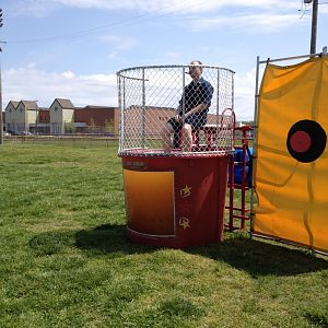 Bravery. Seriously. Look at the water in that dunk tank.