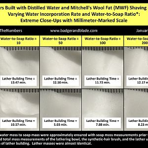 Mitchell's Wool Fat (MWF) Lathers for Different Water Incorporation Rates: Extreme Close-Ups