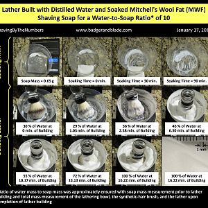 Mitchell's Wool Fat (MWF) Lather for Soaked Soap and Water-to-Soap Ratio of 10