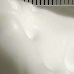 Barrister & Mann Cheshire Shaving Soap - Extreme Close-Up of Optimum Lather with Millimeter-Marked Scale