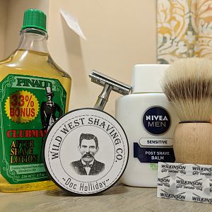 Shave Setup - Clubman, Doc Holliday, Nivea, Wilkinson Sword