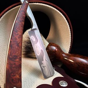 Brian Brown custom 6/8 redwood burl scales