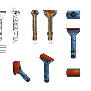 fully 3D printable Double edge adjustable safety razor - Drawing