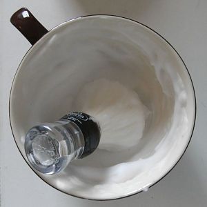 Omega Sintex with lather in bowl